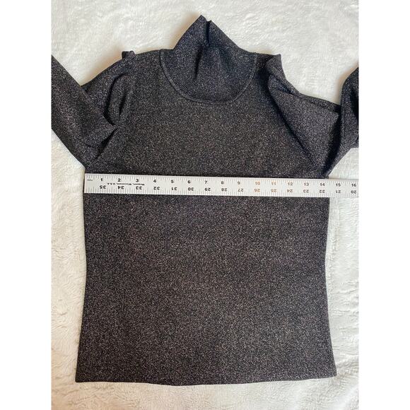 ALC SWEATER S BROWN ESPRESSO MARTINI GLITTER FESTIVE HOLIDAYS TURTLENECK - Picture 7 of 8